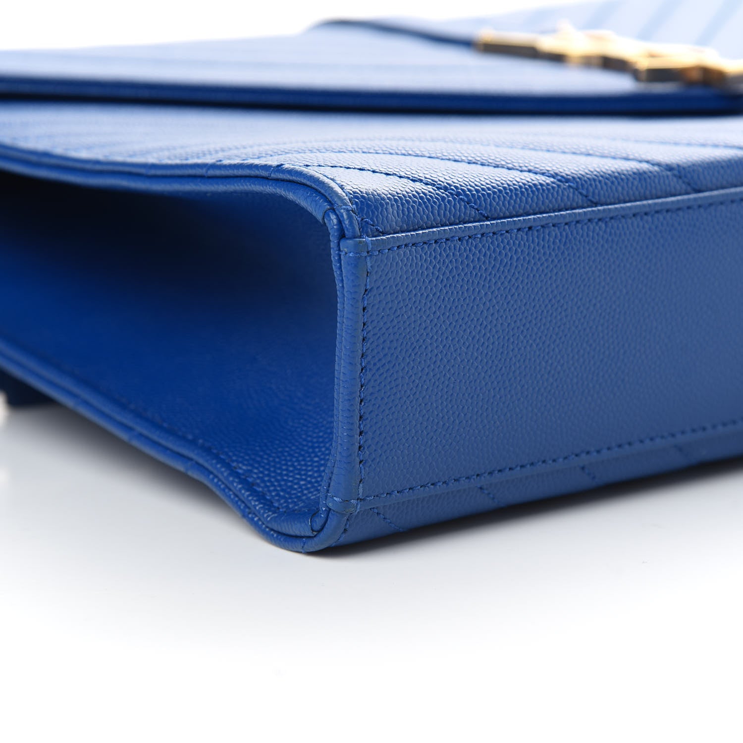 Saint Laurent Grain De Poudre Matelasse Chevron Large Monogram Satchel Blue Majorelle 9 of 10
