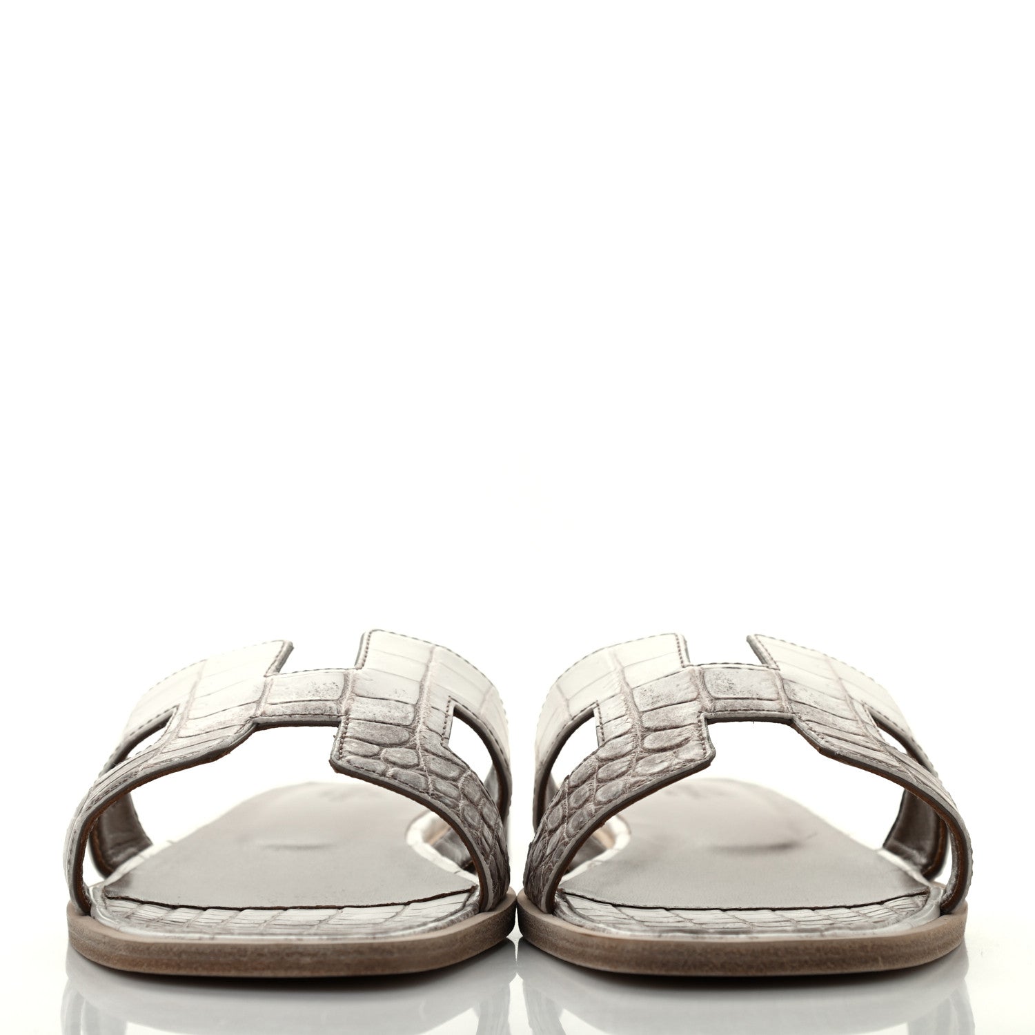 Hermes Matte Niloticus Crocodile Himalaya Oran Sandals 39 Blanc 2 of 8