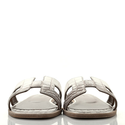 Hermes Matte Niloticus Crocodile Himalaya Oran Sandals 39 Blanc 2 of 8