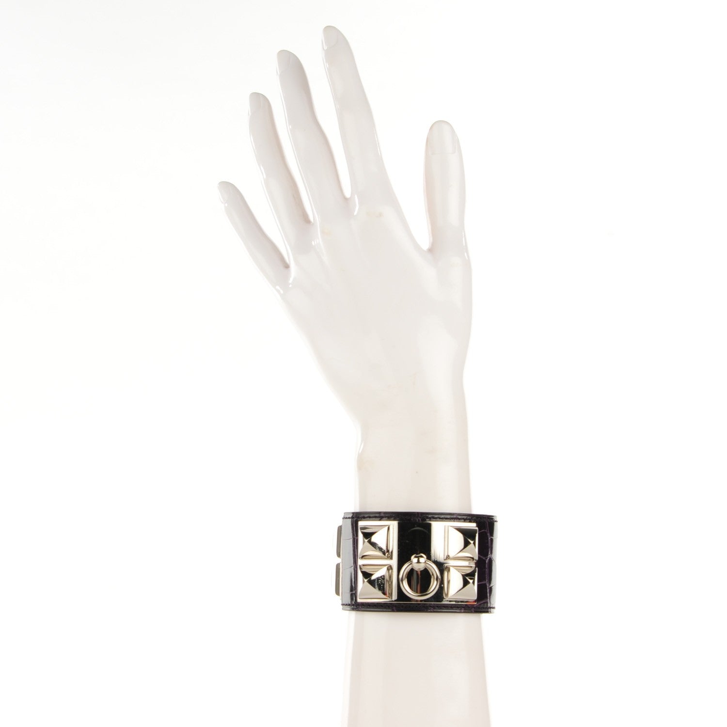 Hermes Shiny Alligator Collier De Chien CDC S Bracelet Amethyst 2 of 10