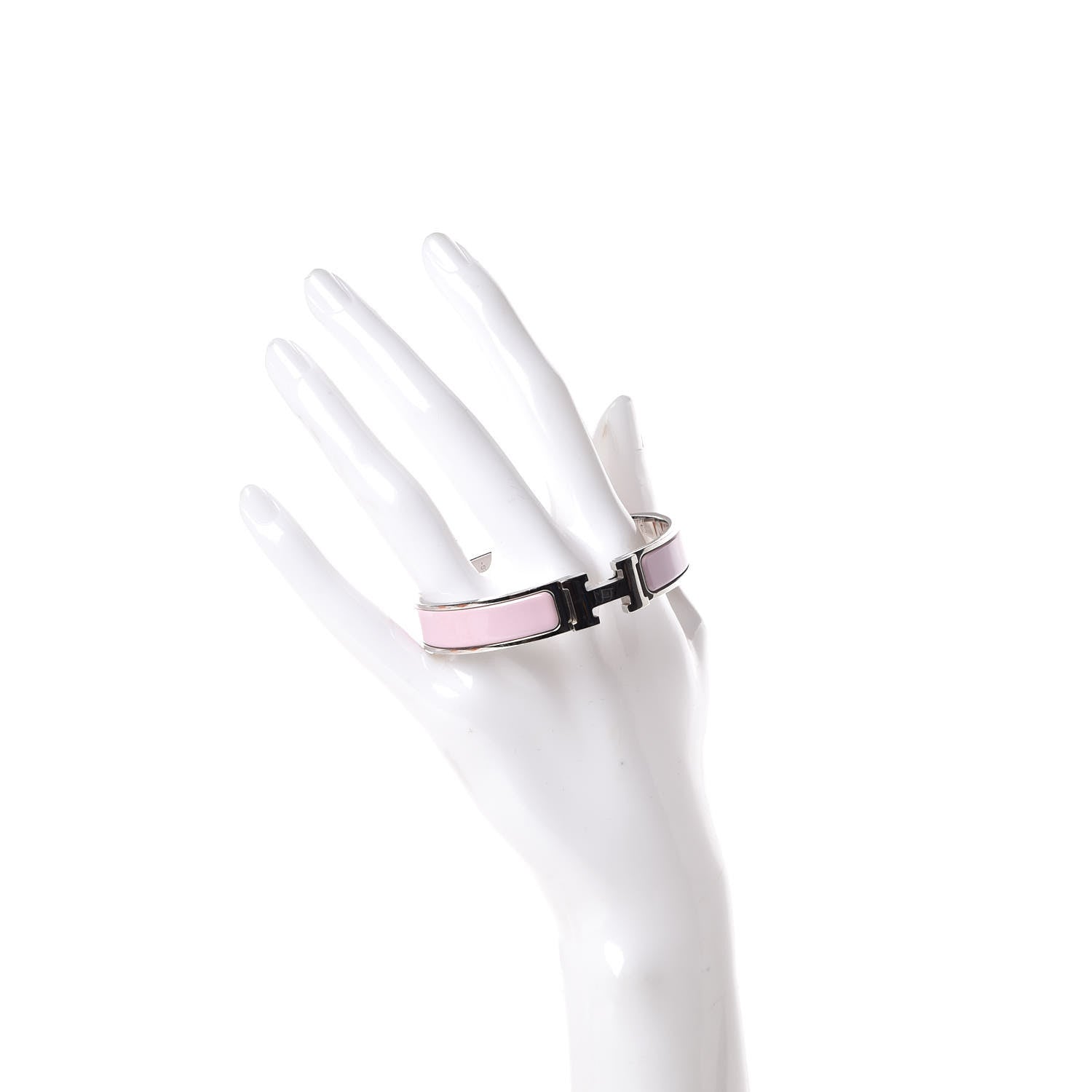 Hermes Enamel Narrow Clic Clac H Bracelet GM Rose Candeur 2 of 7