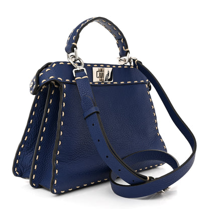 Fendi Cuoio Romano Selleria Chamois Small Peekaboo I SEE U Satchel Blue 3 of 15