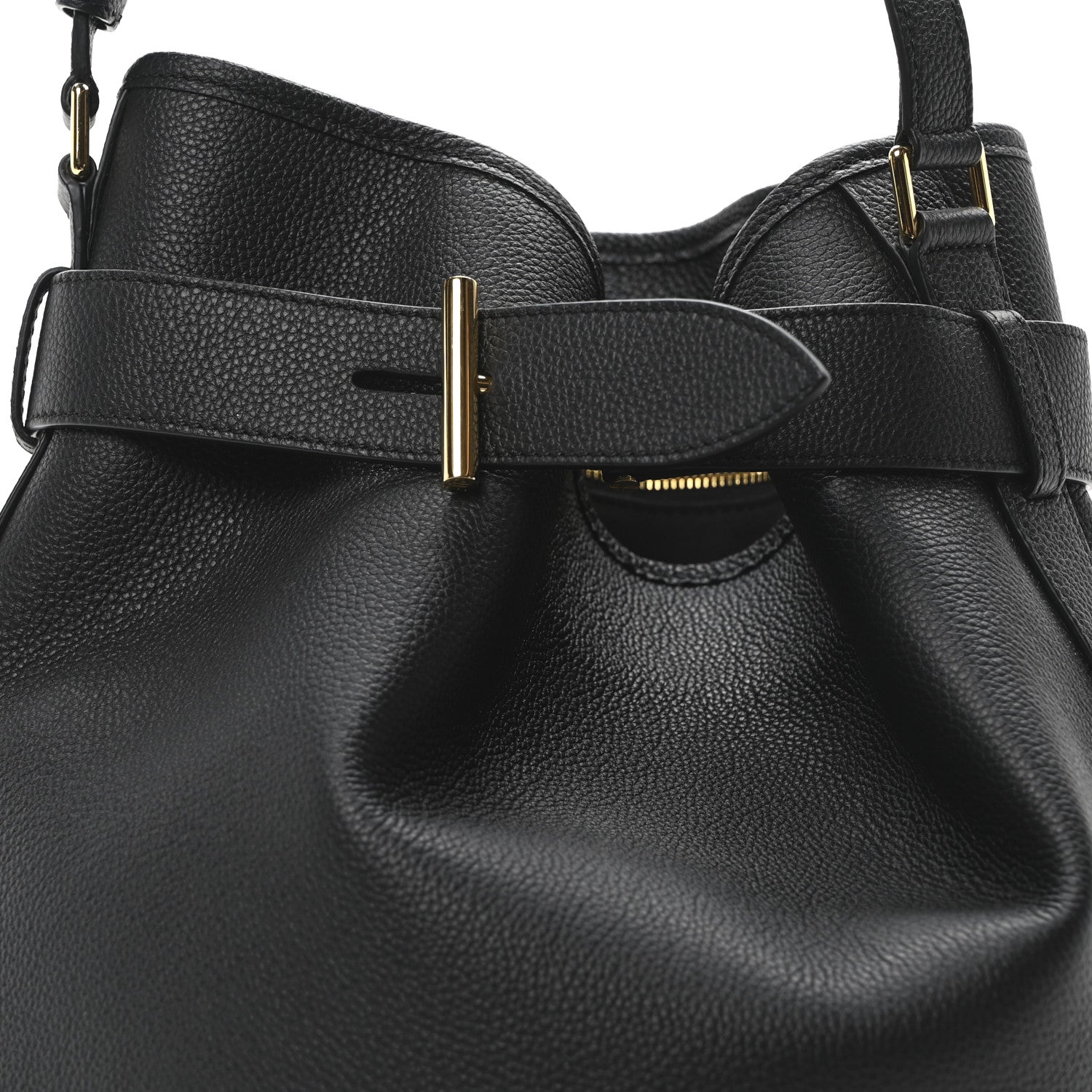 Tom Ford Grain Calfskin Medium Tara Bucket Bag Black 7 of 9