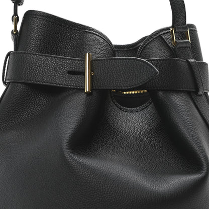 Tom Ford Grain Calfskin Medium Tara Bucket Bag Black 7 of 9