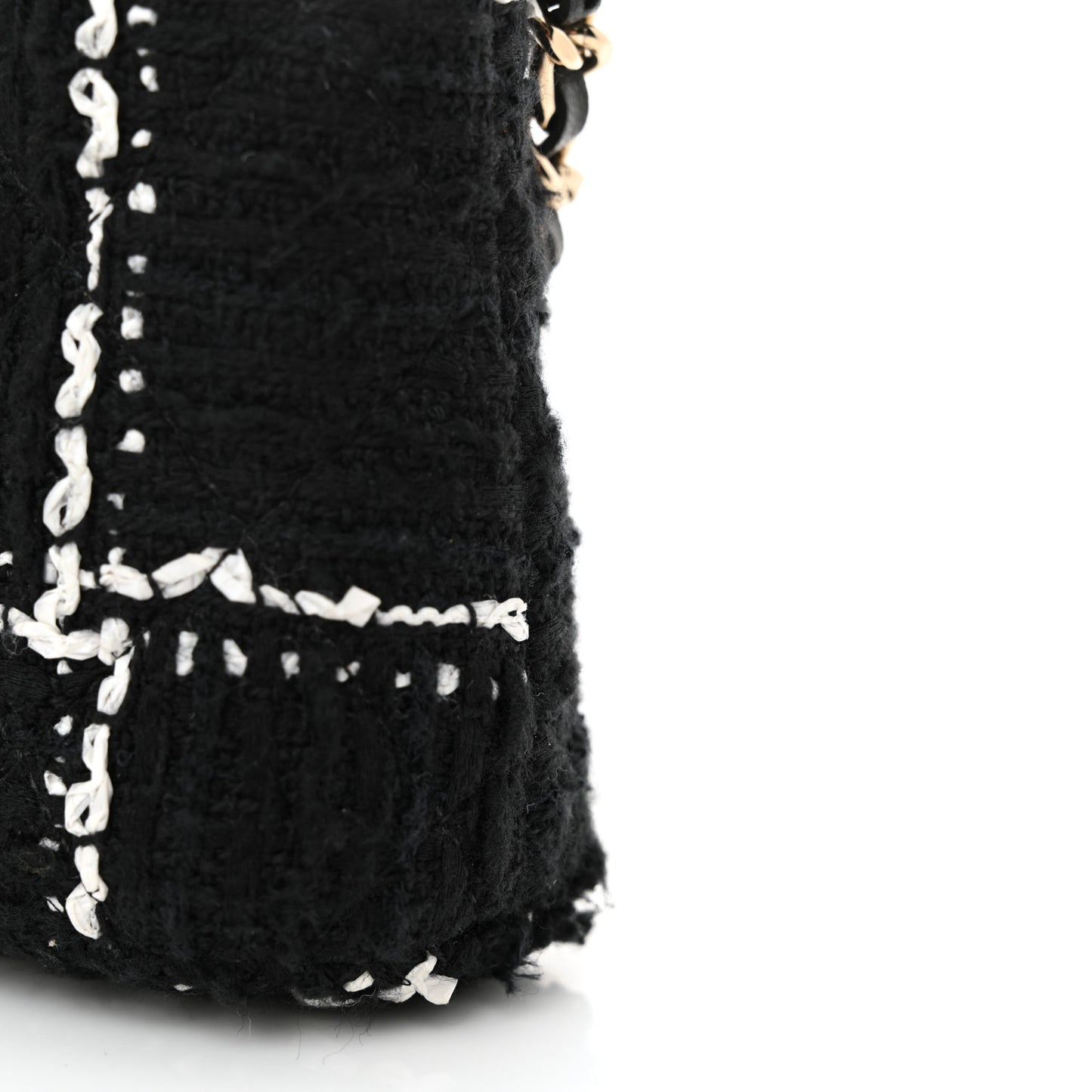 Tweed Quilted Mini Clutch With Chain Black White