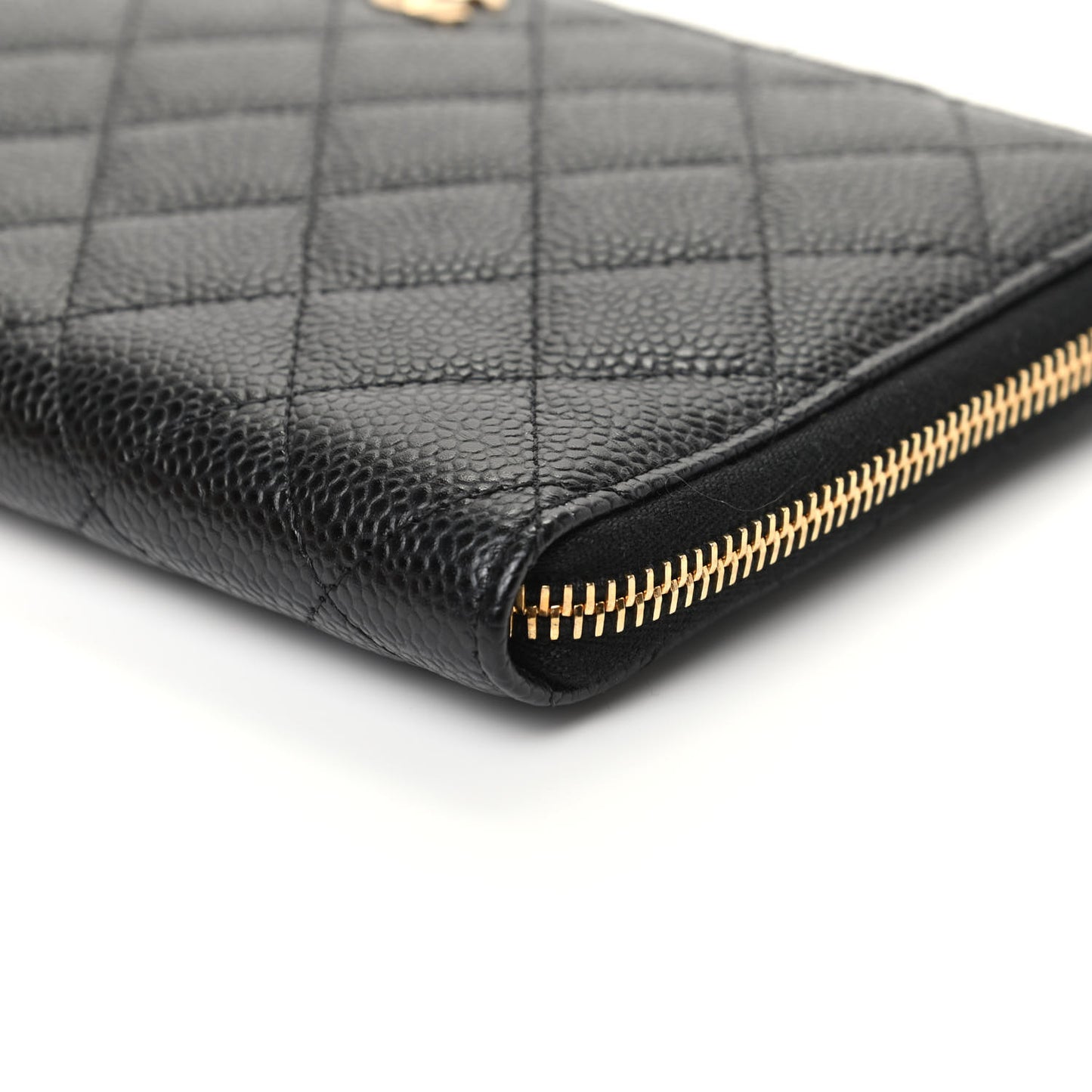 Caviar Quilted Large Zip Around Organizer Wallet Black