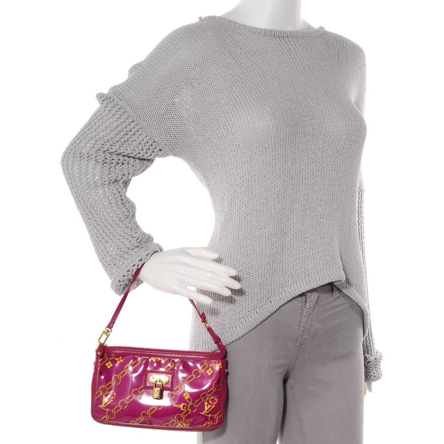 Monogram Charms Pochette Accessories Bag Fuchsia