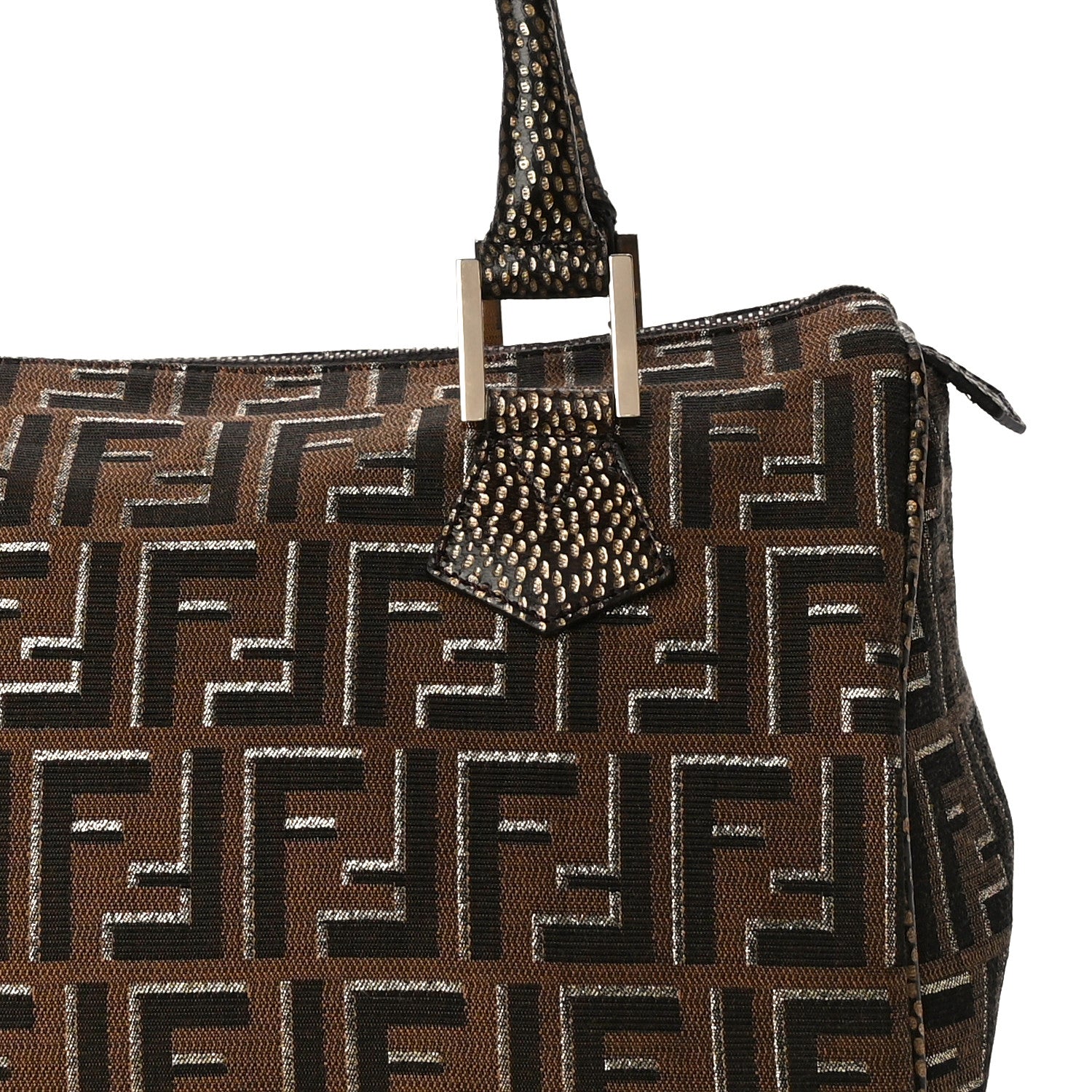 Fendi Zucca Vitello Medium Chef Boston Tobacco Oro Moro 7 of 9