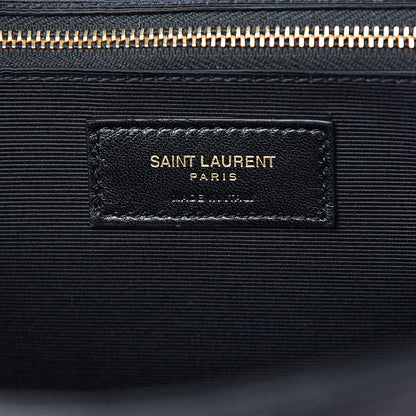Saint Laurent Grain De Poudre Matelasse Chevron Large Monogram Satchel Black 5 of 9