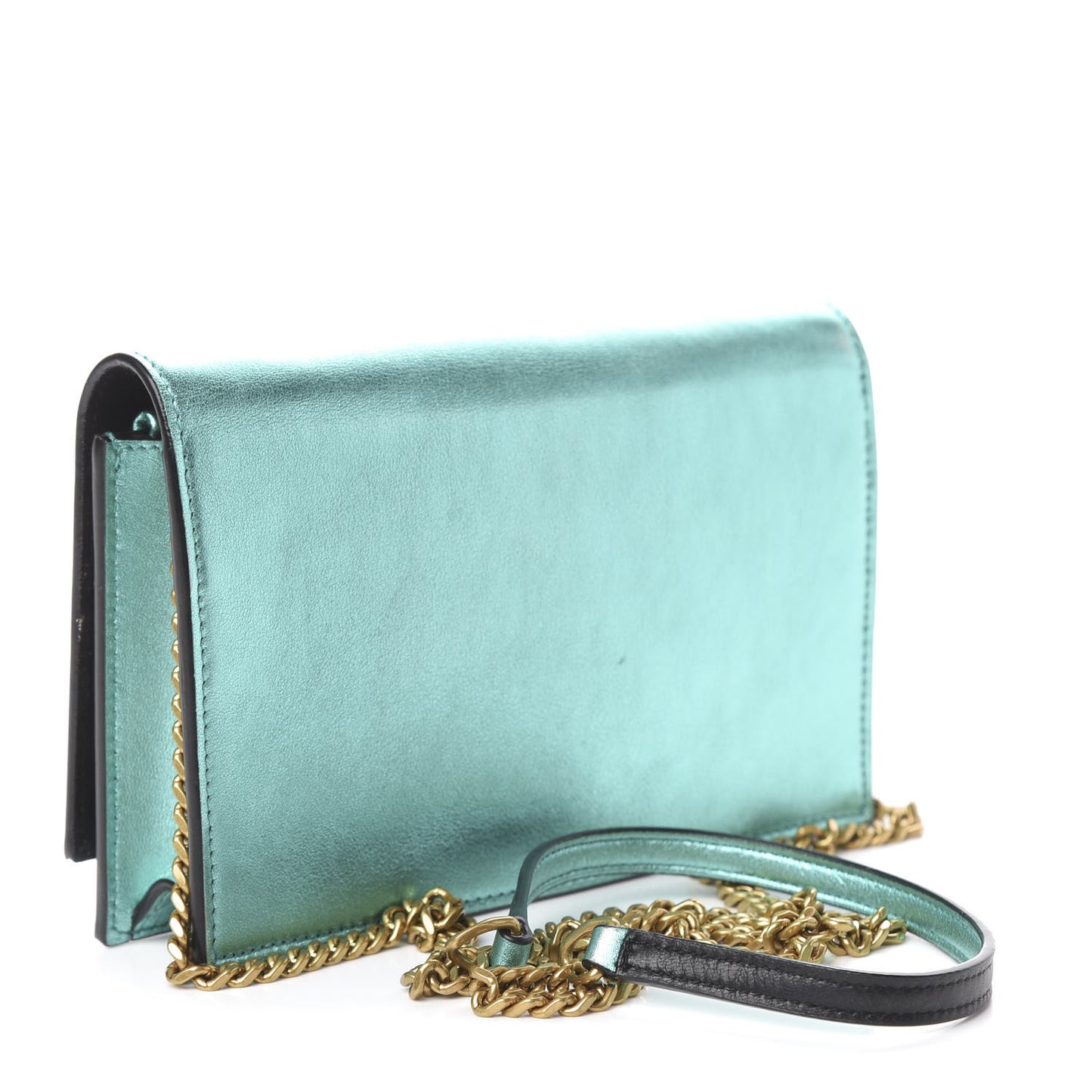 Laminated Calfskin Classic Monogram Kate Tassel Chain Wallet Green