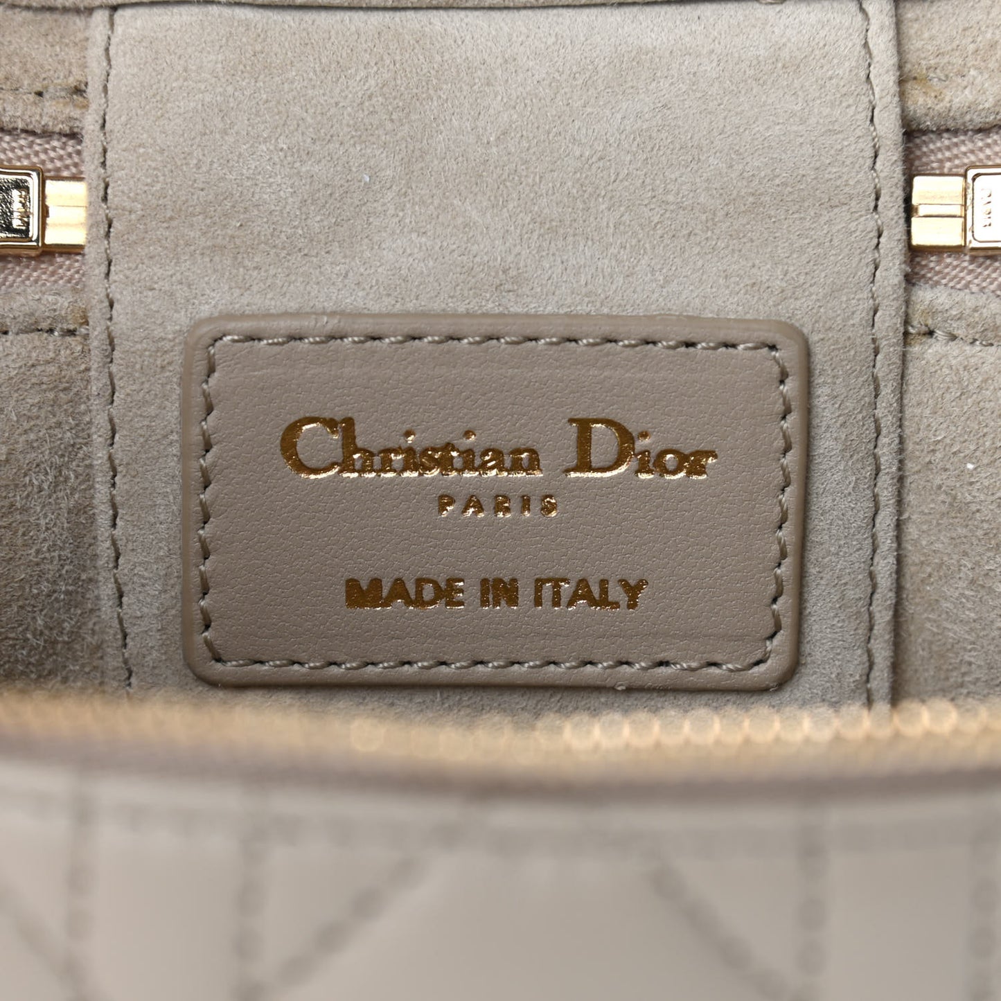 Lambskin Cannage Micro Lady Dior Vanity Case Beige
