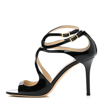 Jimmy Choo Patent Calfskin Lang Sandals 36 Black 1 of 8