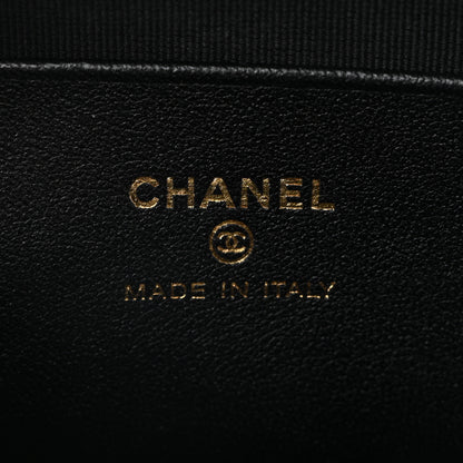 Chanel Lambskin Quilted Resin CC Mini Bowling Clutch With Chain Black White 6 of 10