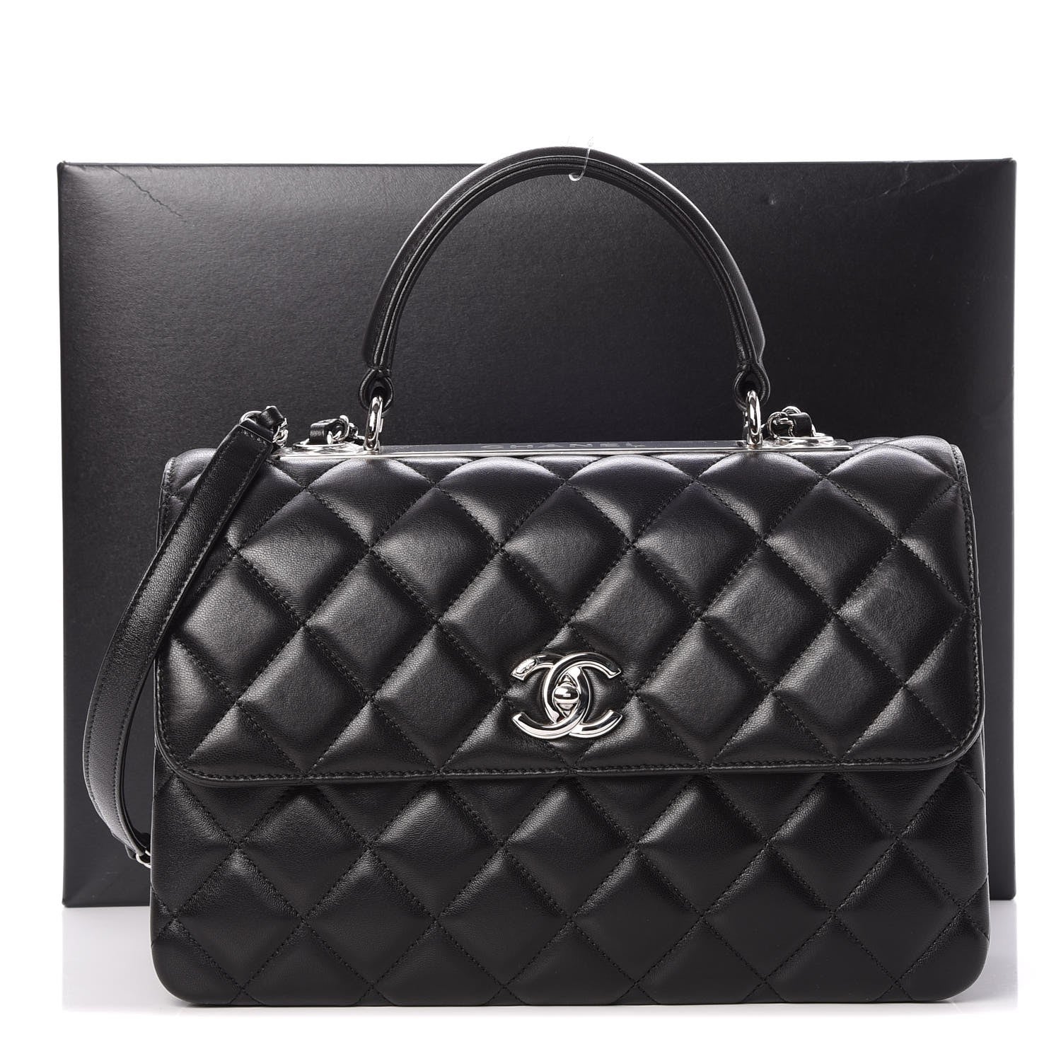 Chanel Lambskin Quilted Medium Trendy CC Flap Dual Handle Bag Black 8 of 8