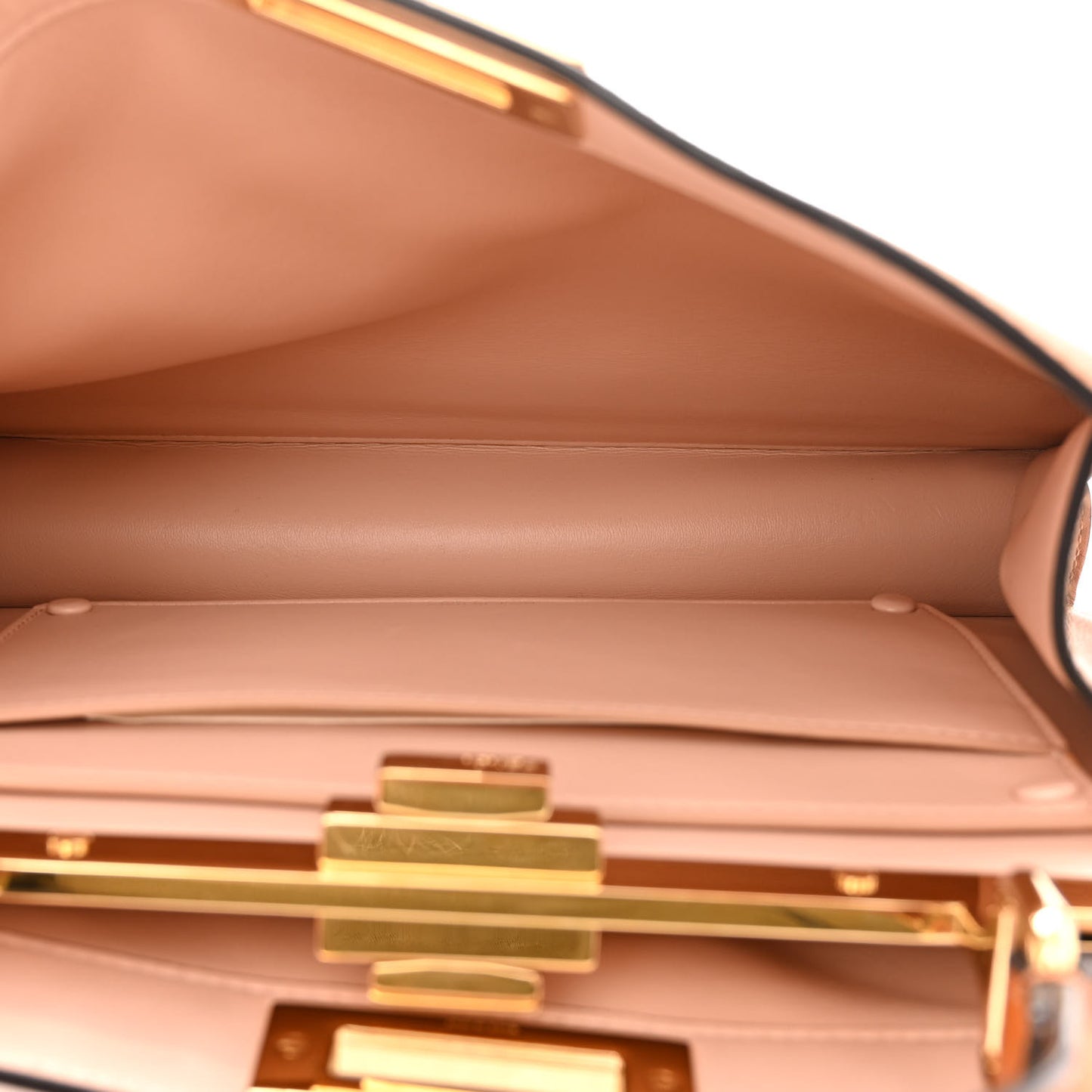 Vitello Seta Shiny Nappa Medium Peekaboo I SEE U Satchel Brandy Light Rose