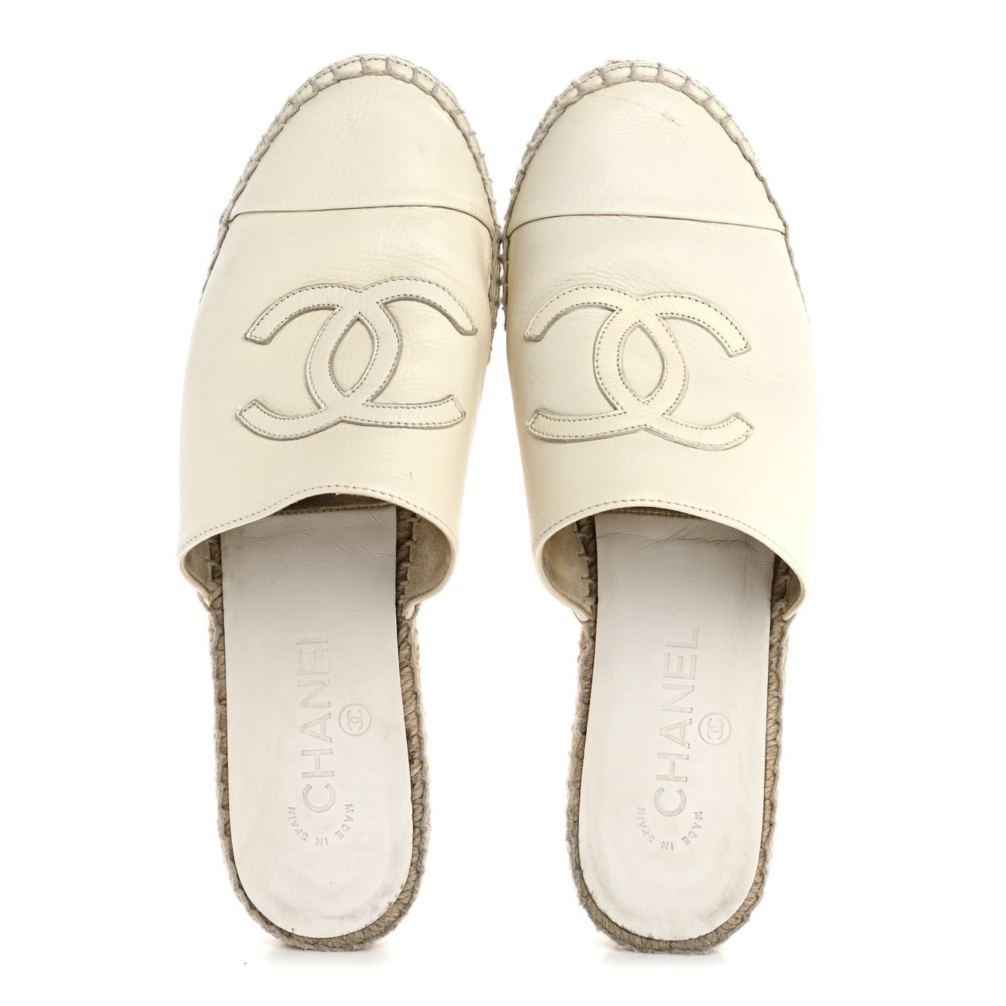 Calfskin CC Espadrille Mules 39 Ivory