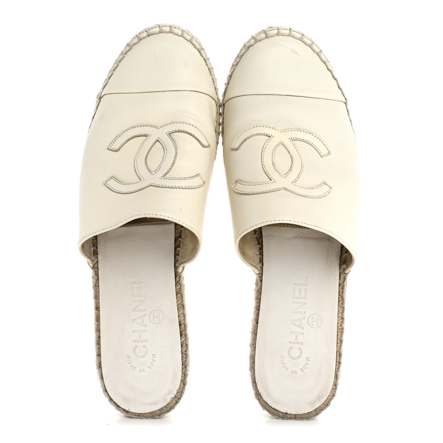 Chanel Calfskin CC Espadrille Mules 39 Ivory 2 of 10