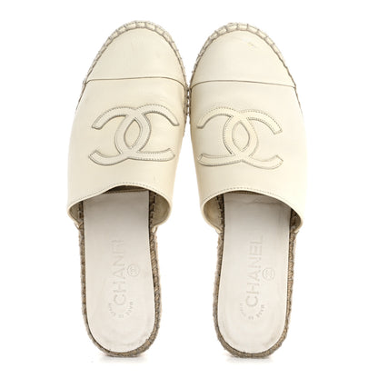 Chanel Calfskin CC Espadrille Mules 39 Ivory 2 of 10