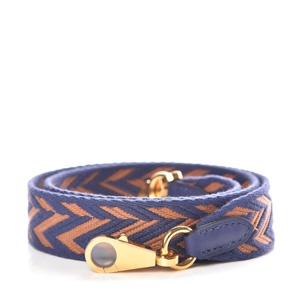Hermes Toile Swift 25mm Sangle ZigZag Shoulder Strap Bleu Encre Gold 1 of 5