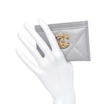 Chanel Shiny Goatskin Quilted 19 Card Holder Grey 2 of 9
