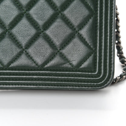 Chanel Lambskin Quilted Boy Wallet On Chain WOC Green 17 of 17