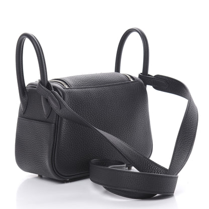 Hermes Taurillon Clemence Mini Lindy 20 Black 3 of 11