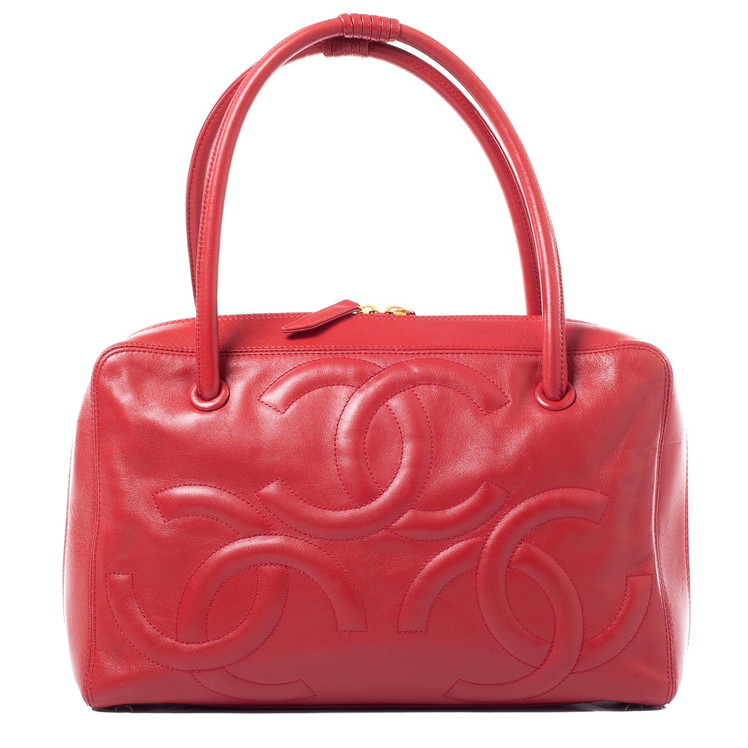 Chanel Leather CC Bowler Red 1 of 8