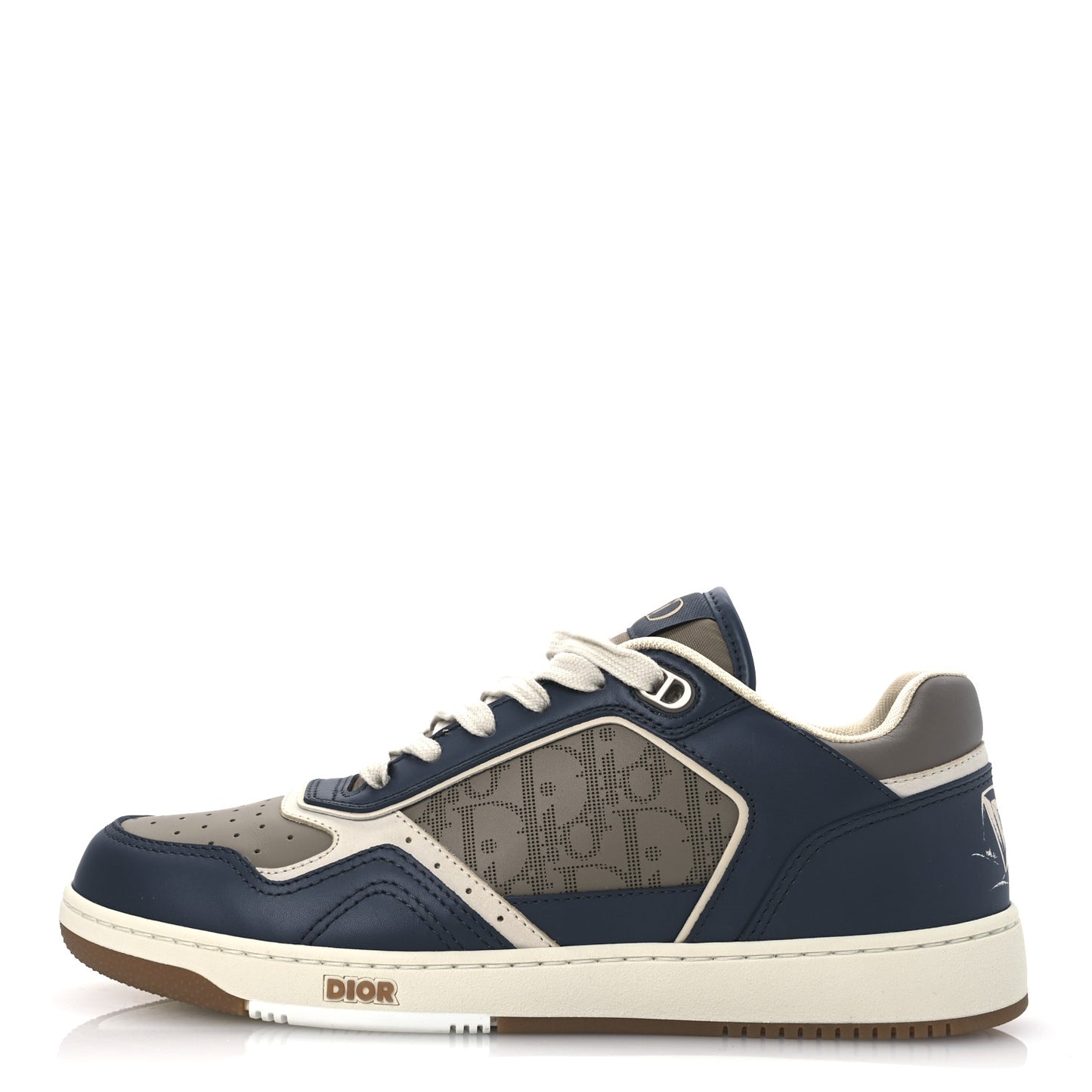 Smooth Calfskin Oblique Galaxy Perforated Mens B27 Low Top Sneakers 41 Brown Deep Grey