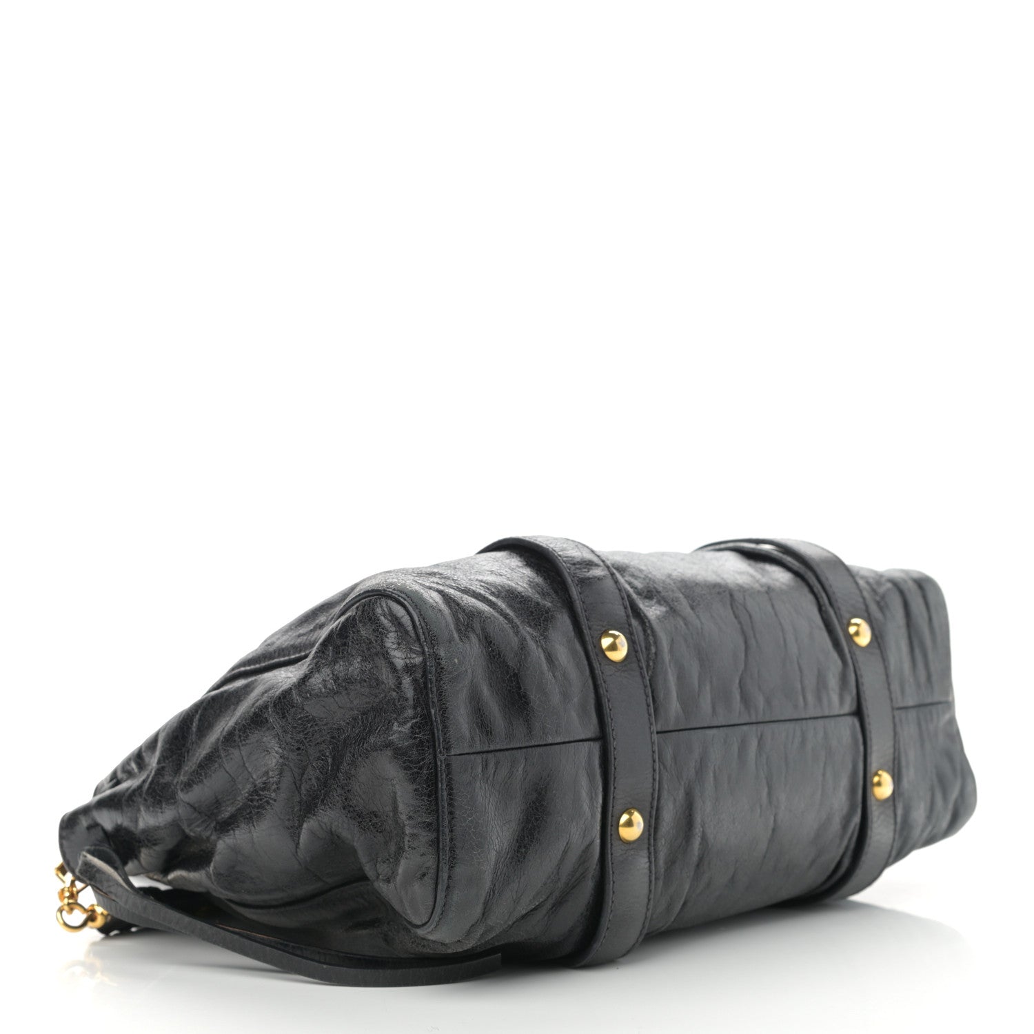 Miu Miu Vitello Lux Gathered Tote Black 3 of 12