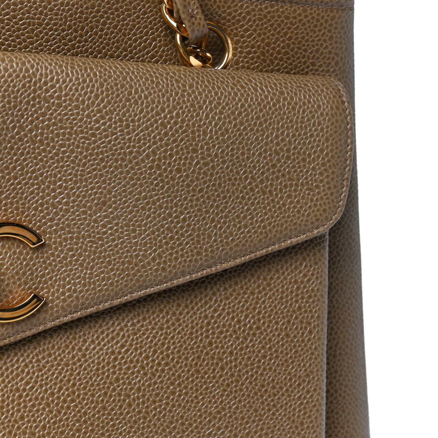 Caviar Flap Shoulder Bag Beige