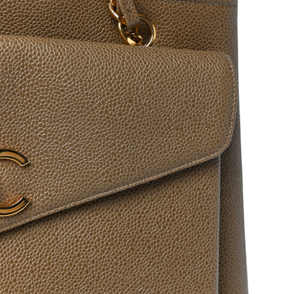 Chanel Caviar Flap Shoulder Bag Beige 13 of 14