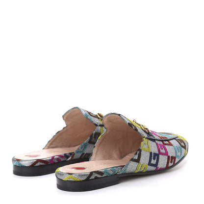 Gucci Velvet Lurex Square G Womens Princetown Slippers 38.5 Silver Multicolor 4 of 9