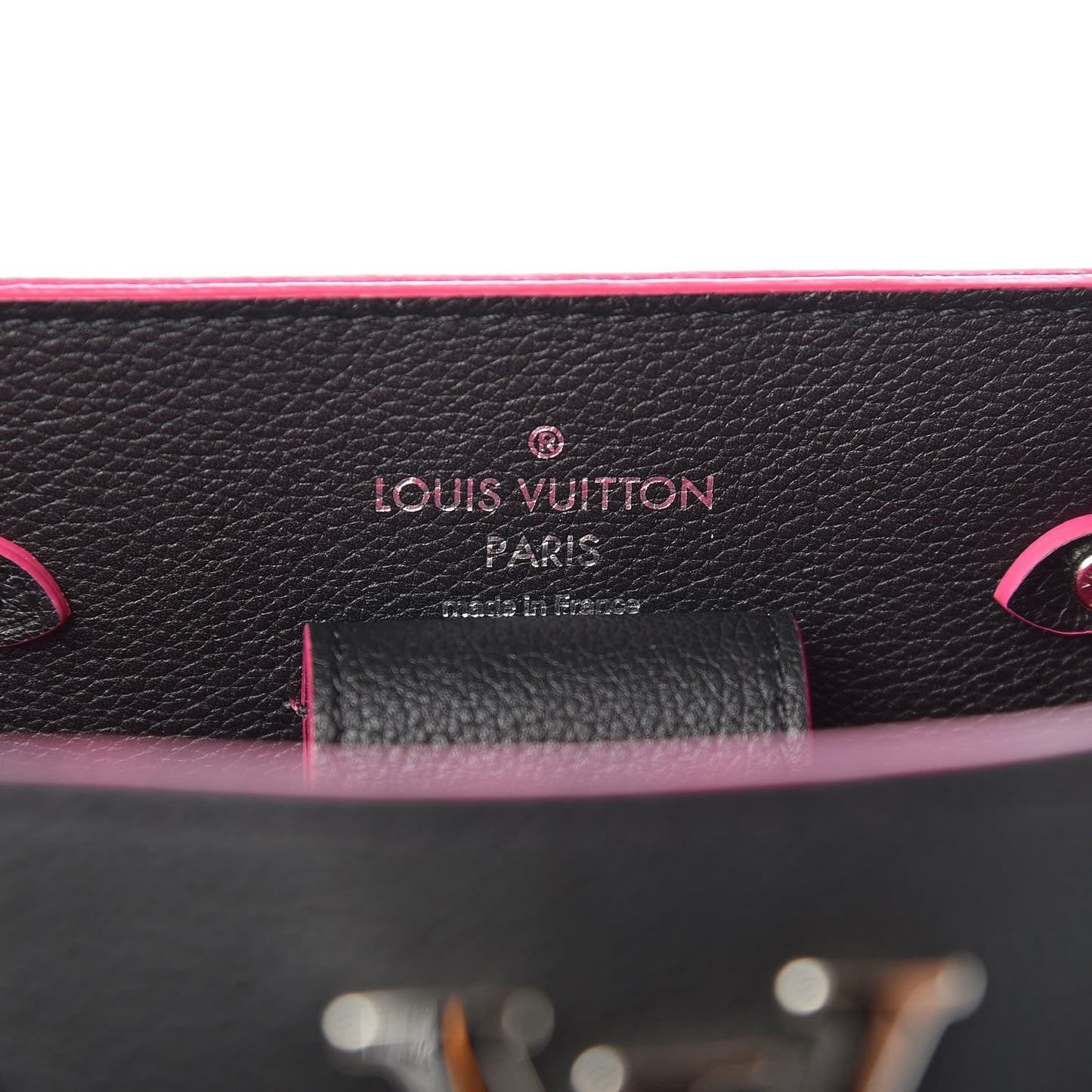 Calfskin Lockme Bucket Black