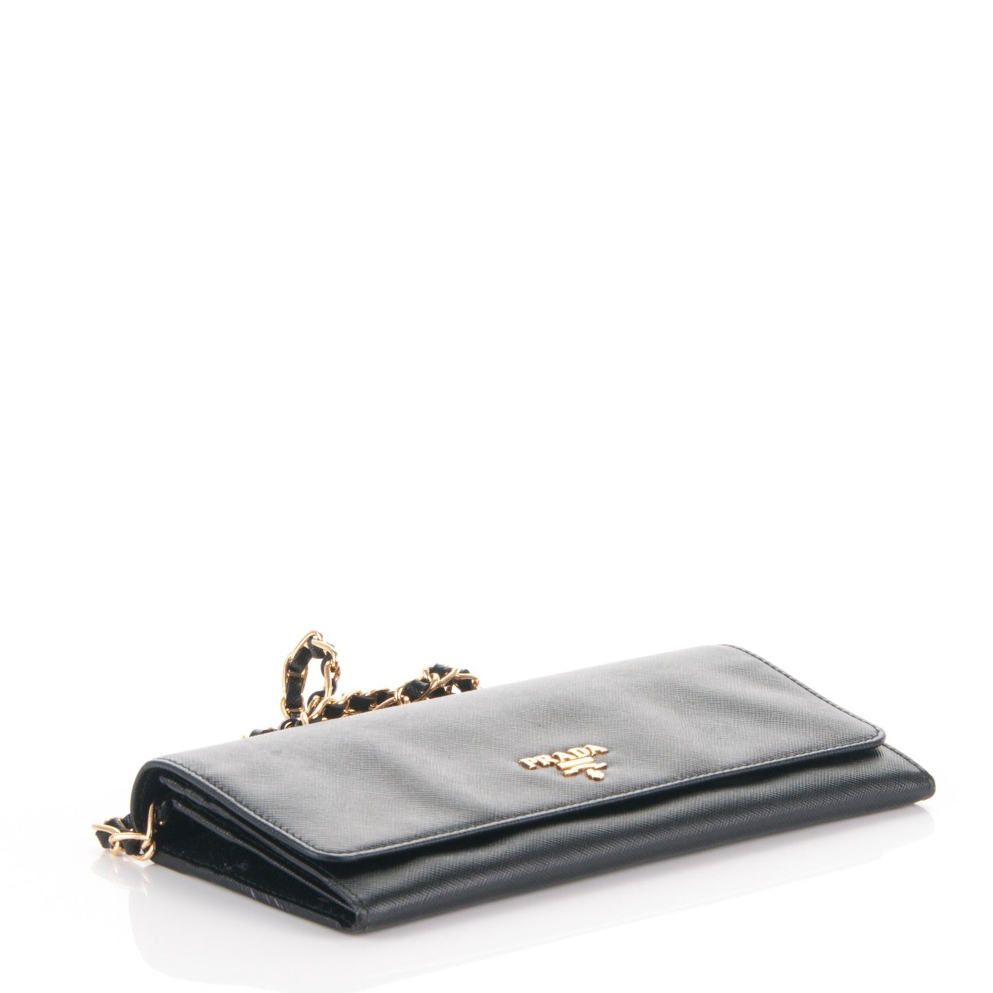 Saffiano Metal Oro Chain Wallet Nero Black