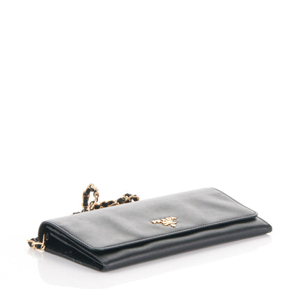 Prada Saffiano Metal Oro Chain Wallet Nero Black 4 of 7