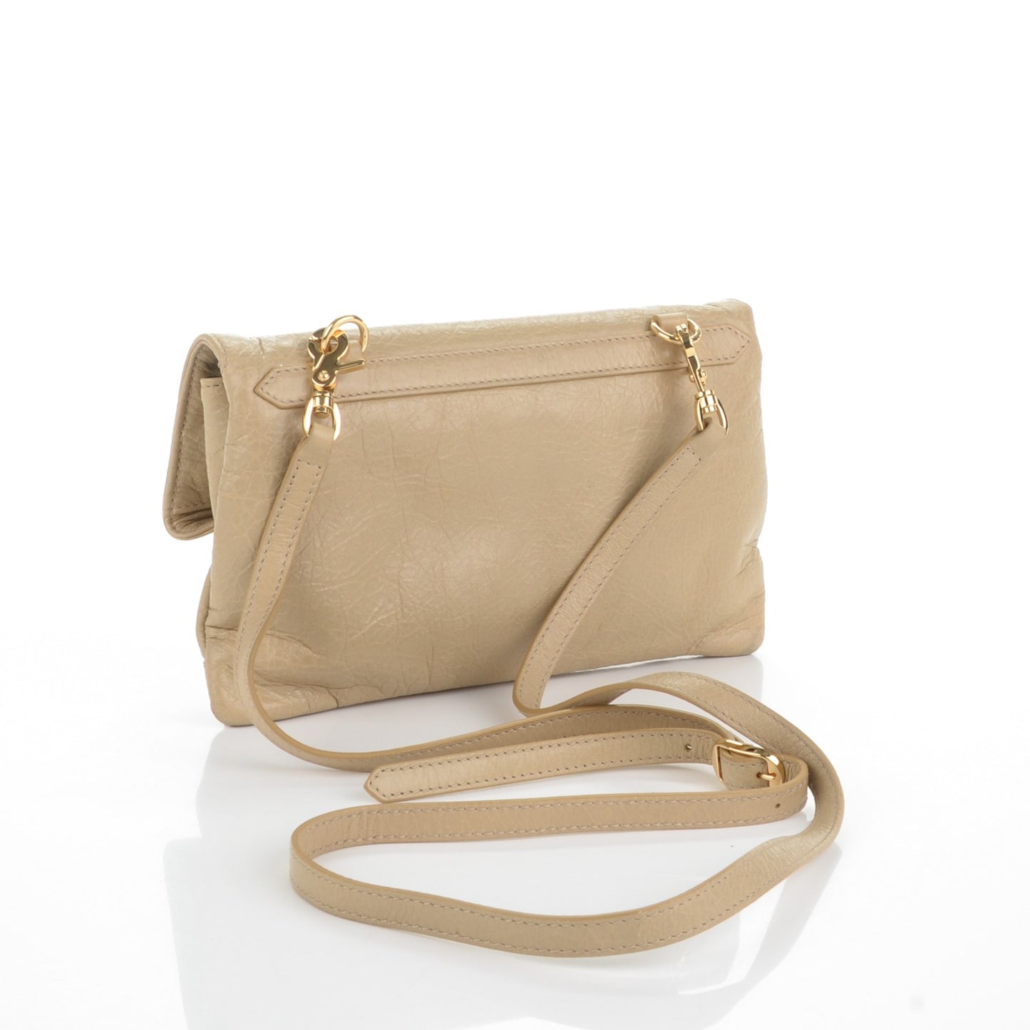 Agneau Classic Hardware Mini Envelope Strap Clutch Beige Sable