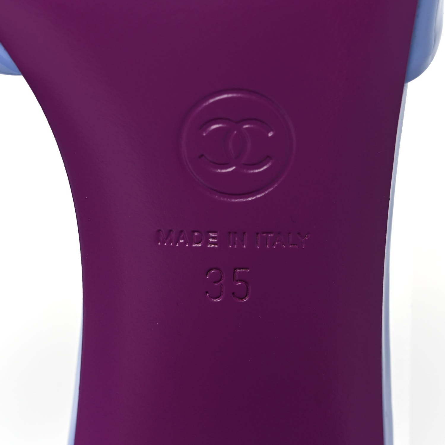 Chanel Patent Calfskin CC Mules 35 Light Purple Dark Purple 6 of 9