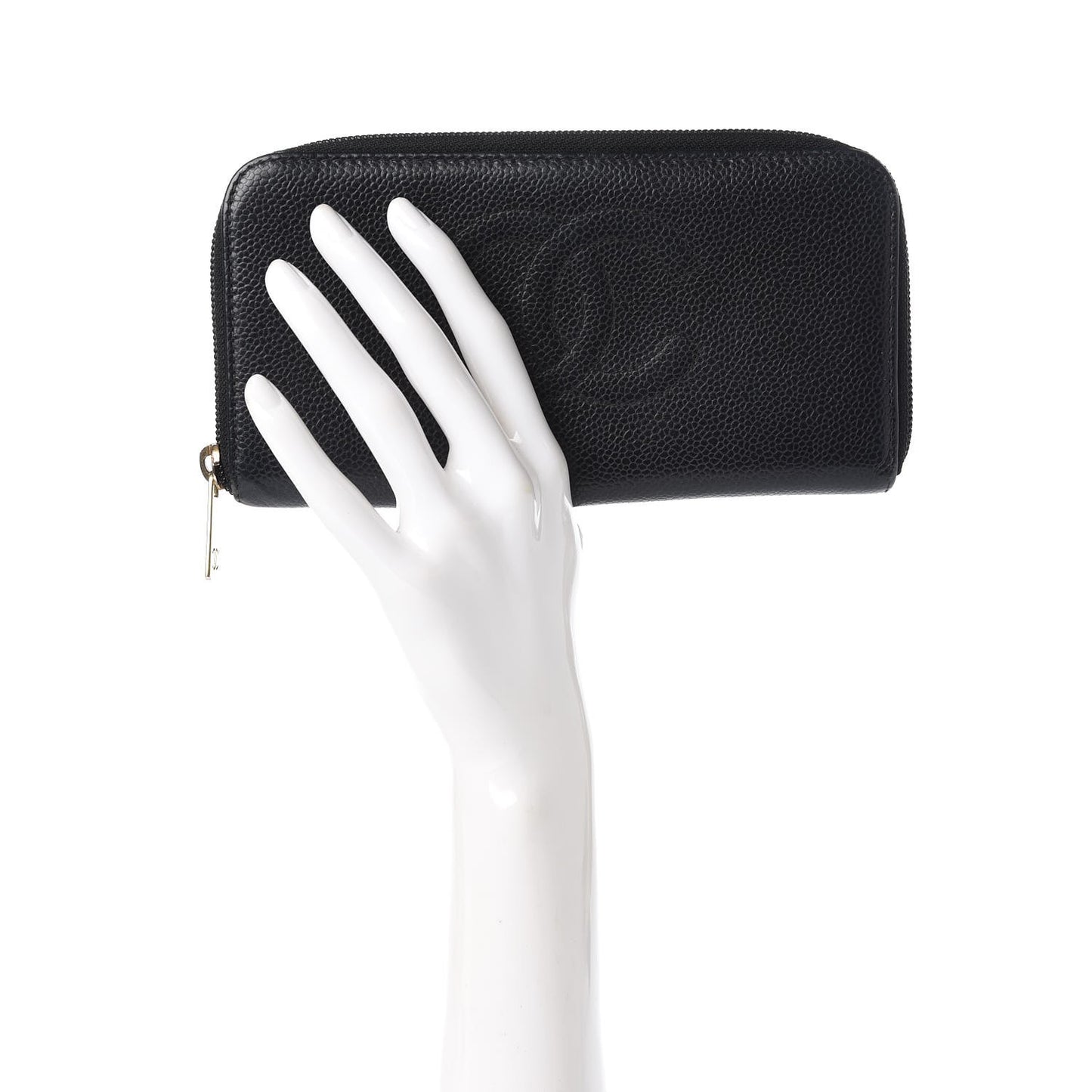 Caviar CC Timeless Large Zip Around Wallet Black