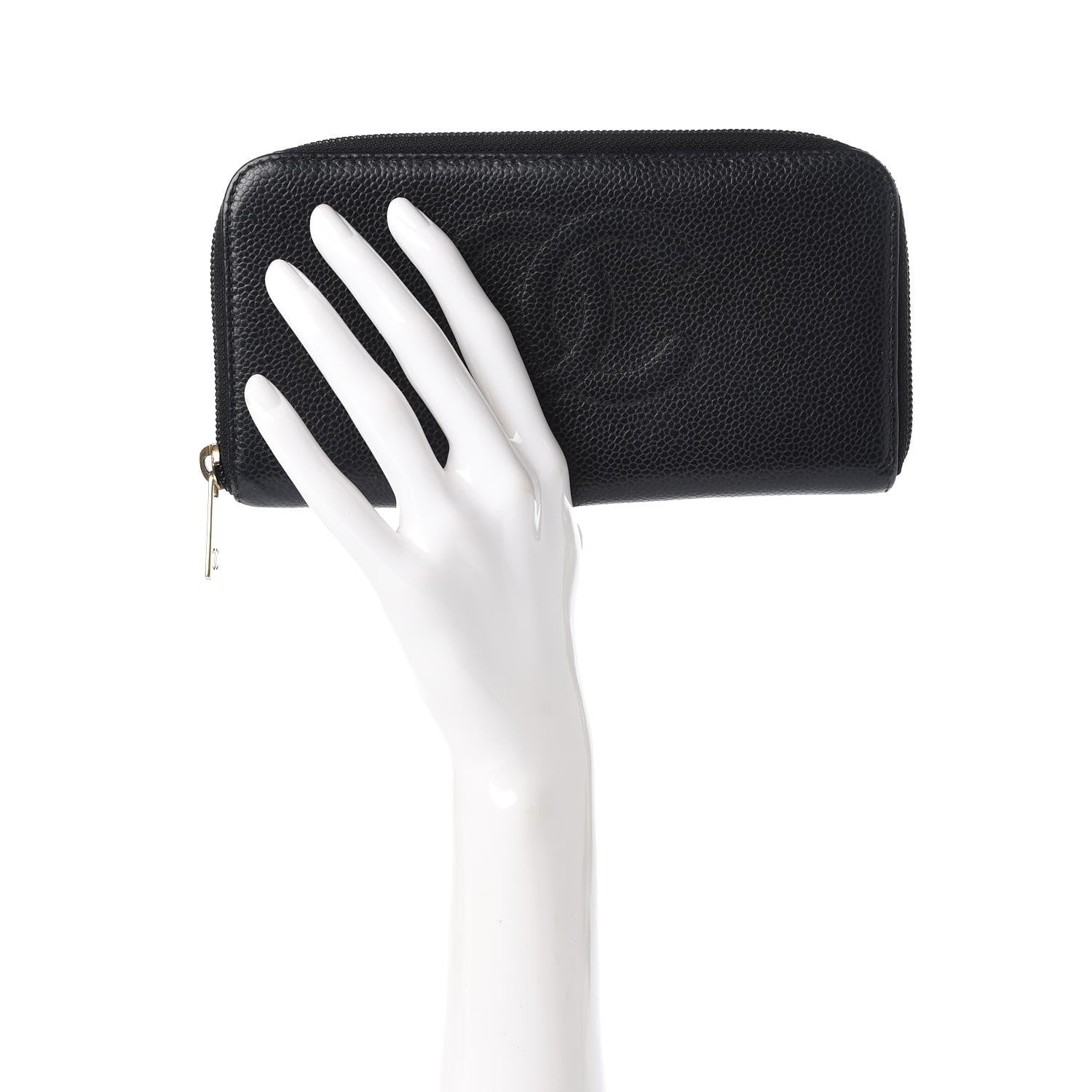Chanel Caviar CC Timeless Large Zip Around Wallet Black 2 of 14
