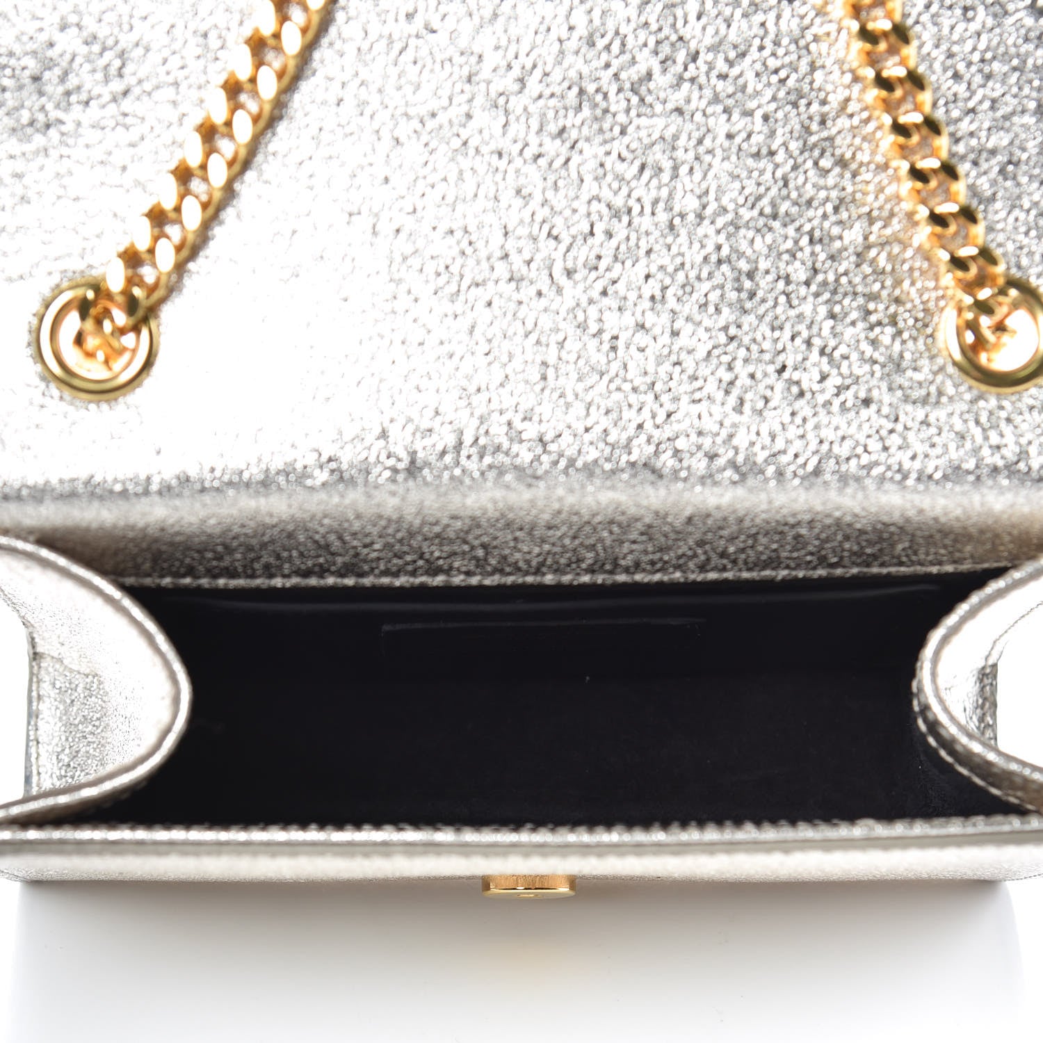 Saint Laurent Metallic Calfskin Small Classic Monogram Kate Satchel Pale Gold 5 of 8