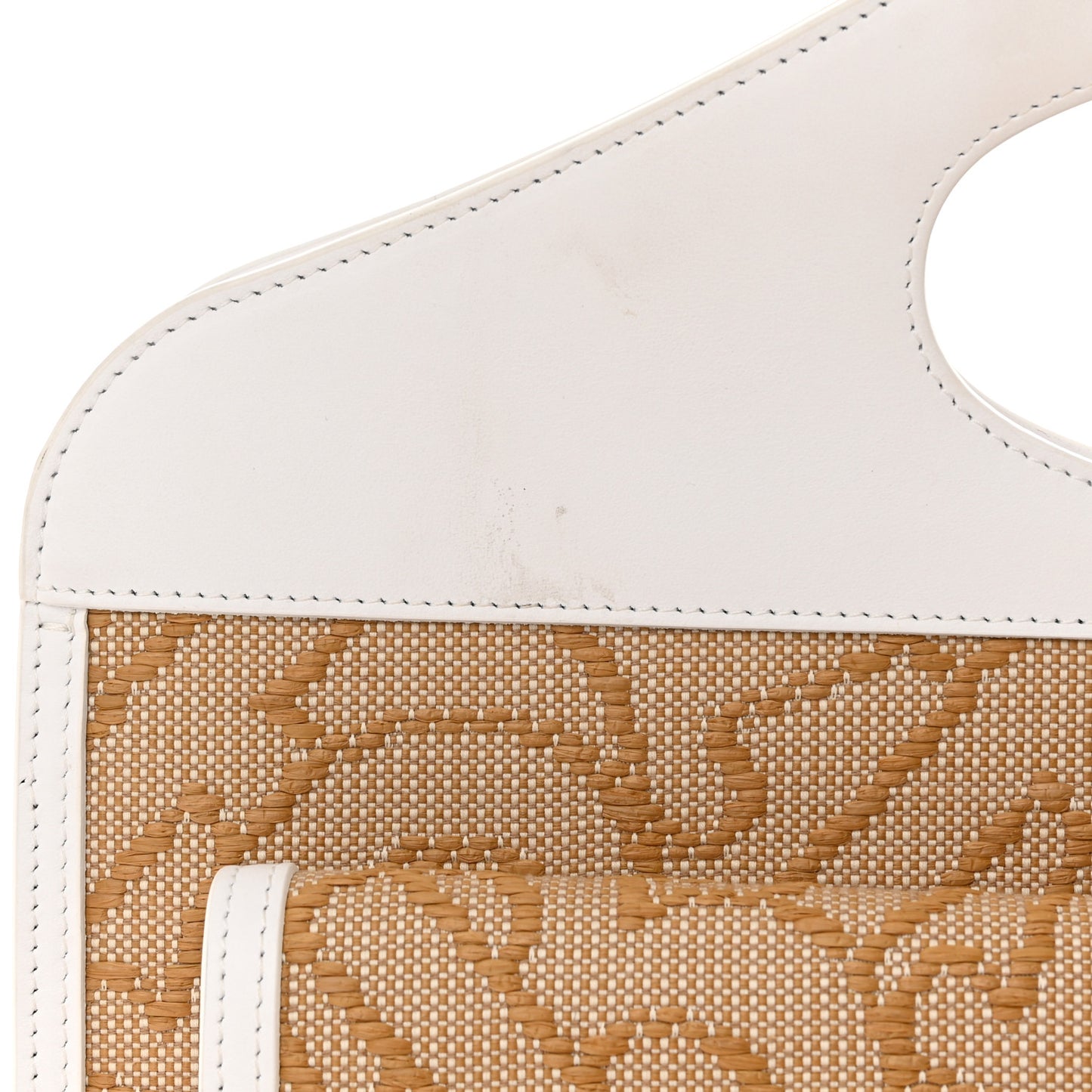 Monogram Canvas Smooth Calfskin Medium Pocket Bag White Beige