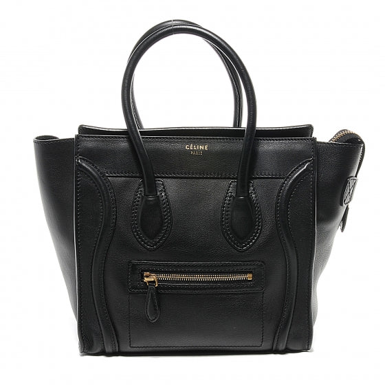 Drummed Leather Micro Luggage Bag Black