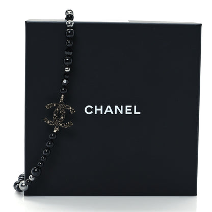 Chanel Pearl Crystal CC Camellia Necklace Ruthenium Black 5 of 5