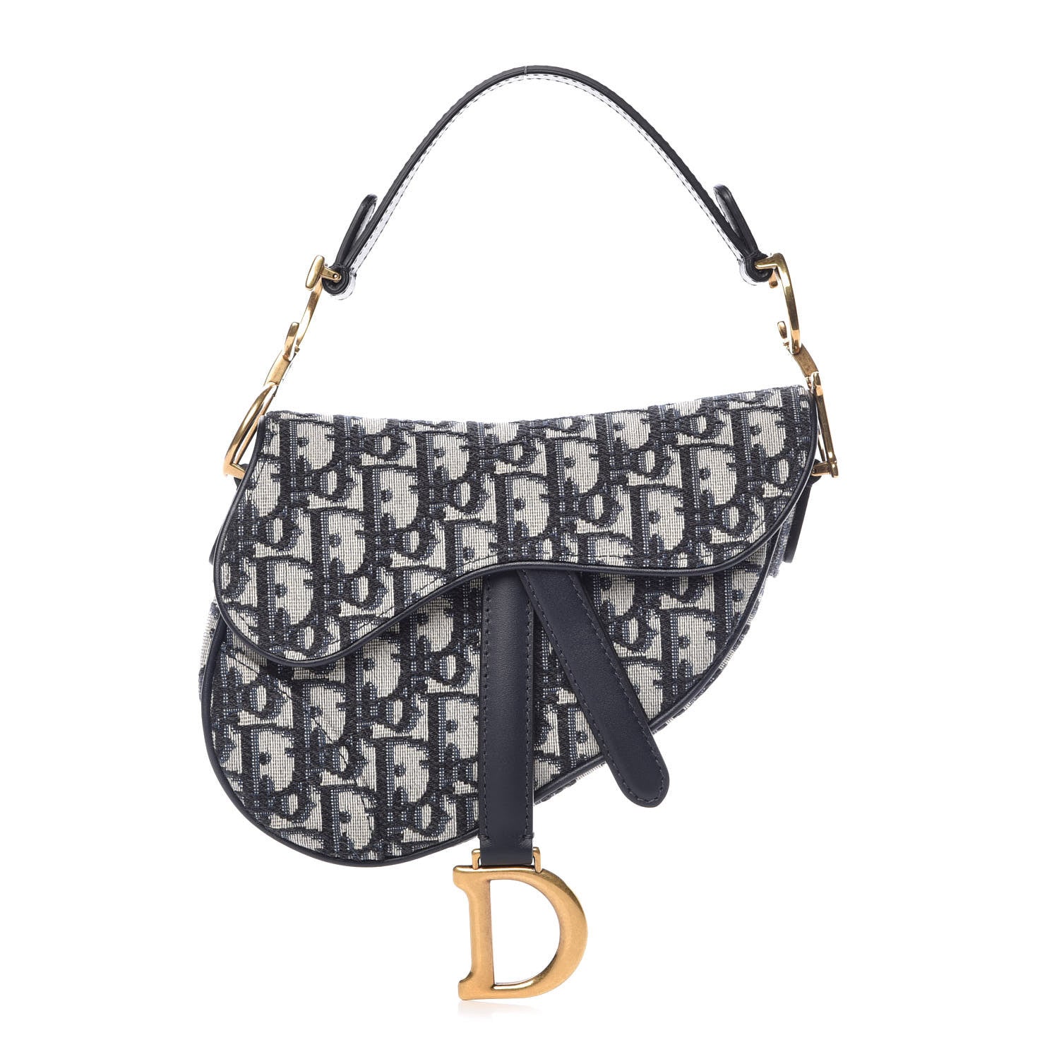 Christian Dior Oblique Mini Saddle Bag Blue 1 of 8