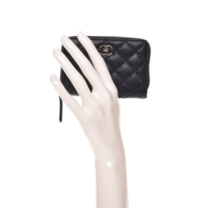 Chanel Caviar Stitched Zip Coin Purse Navy 2 of 8