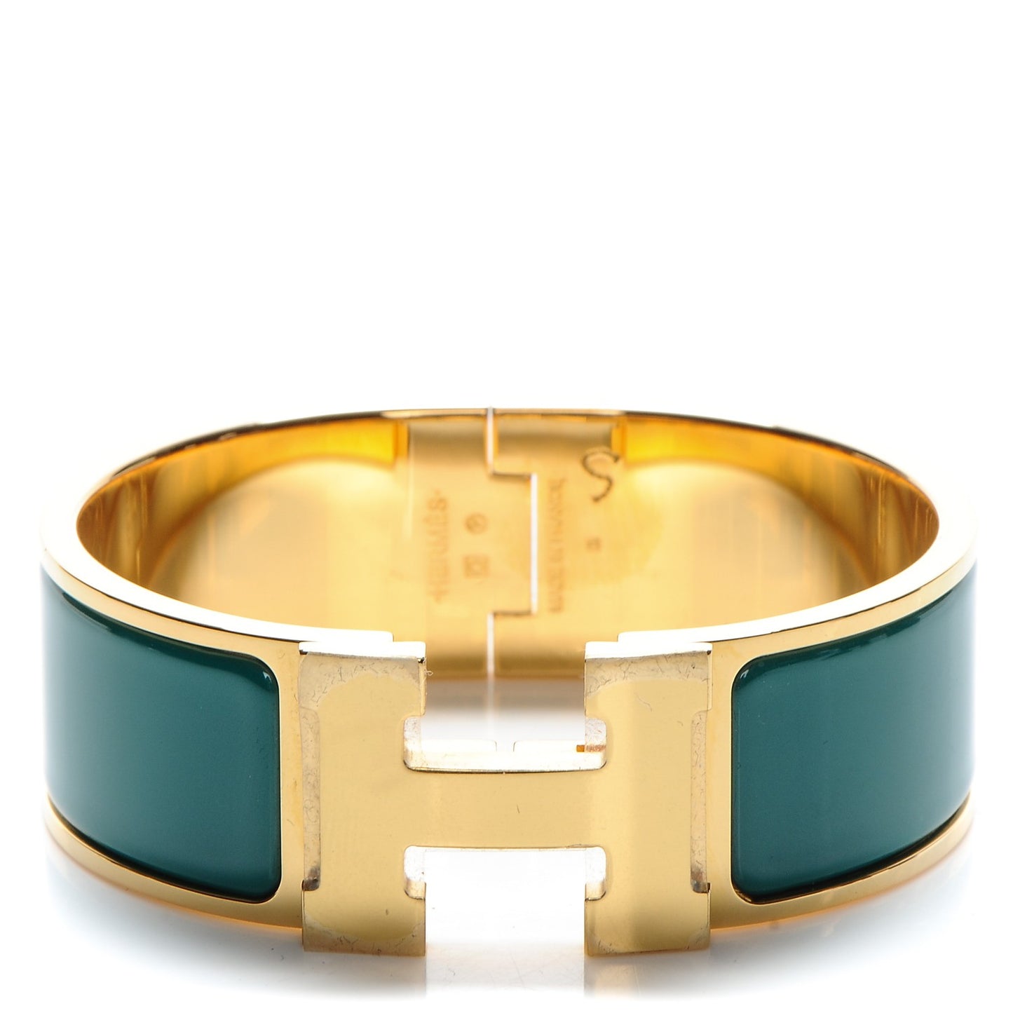 Enamel Clic Clac H Wide Bracelet PM Malachite