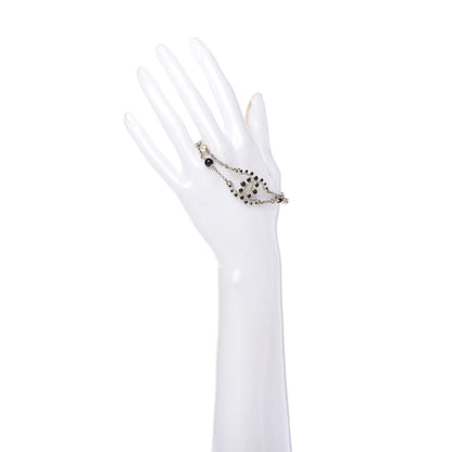 Chanel Pearl Crystal Beaded CC Bracelet Black Gold 2 of 4