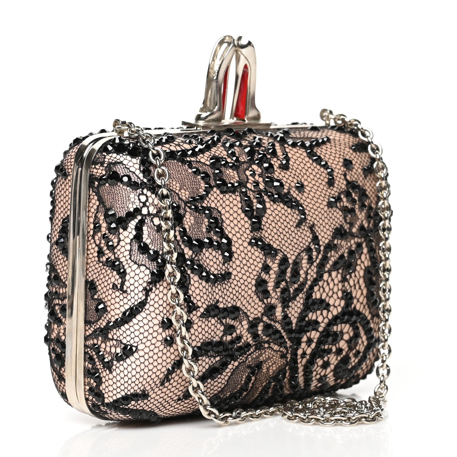 Christian Louboutin Lace Miss Loubi Chain Clutch Black 2 of 8