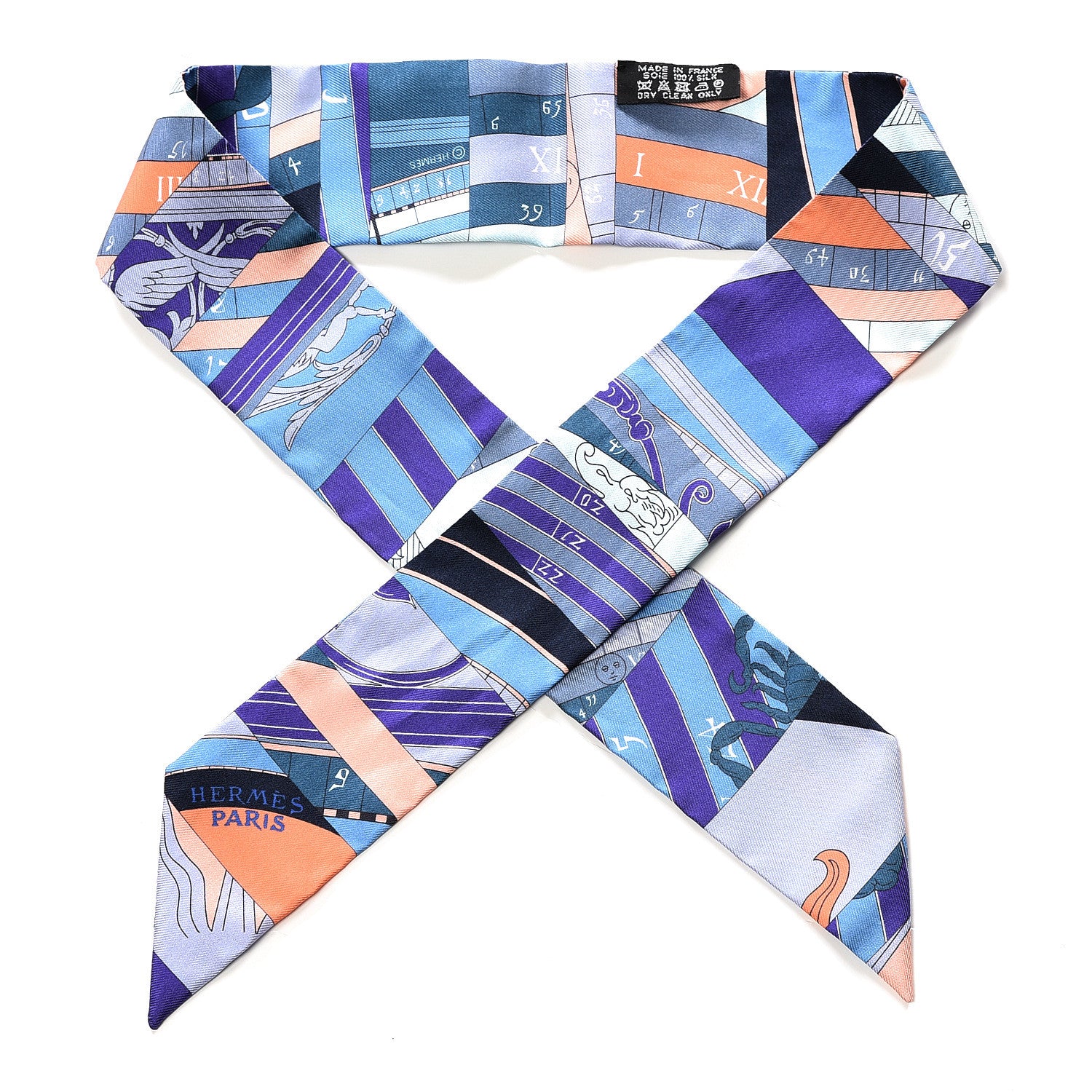 Hermes Silk Astrologie Nouvelle Twilly Ultraviolet Bleu Corail 1 of 3