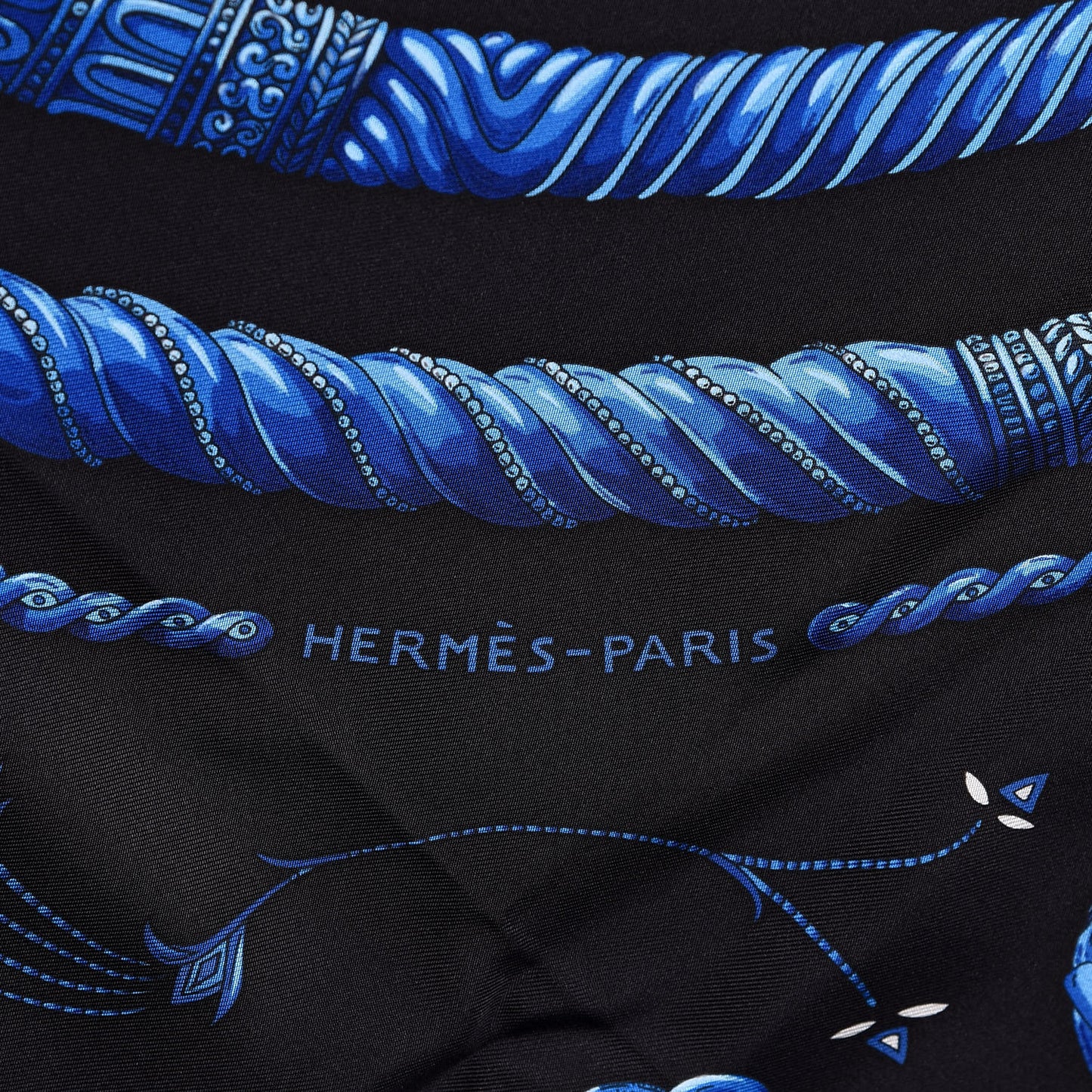 Silk Ors Nomades Scarf 90 Black Bleu Dur Turquoise